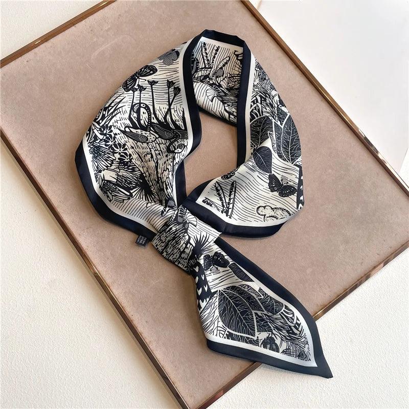 2023 New Luxury Brand Skinny Neckerchief Scarf For Women Satin Silk Ribbons Bandana Ladies Neck Tie Wrist Wrap Shawl Echarpe