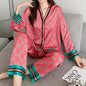 Ladies Pajamas Spring Autumn Faux Silk Pajama Sets Long Sleeve Cardigan Sleepwear Luxury Women's Pijamas Fashion Pyjamas