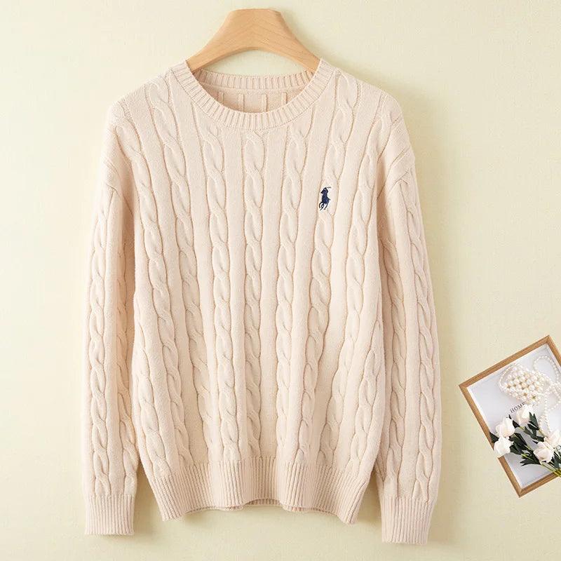 Couple's boutique high-end embroidered knitted women's cashmere sweater round neck men's pullover long sleeved new cashmere swea