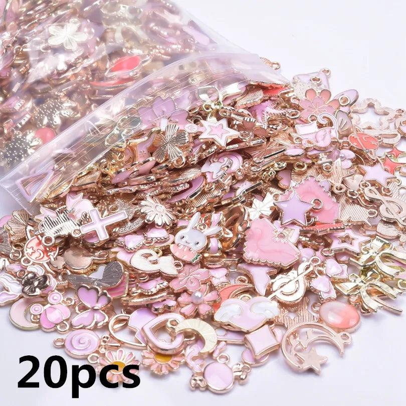 Bedeltjes Oil Drop Bowknot Heart Metal Charms For Jewelry Making Supplies Charms Wholesale Bulk 10/20/30/40pcs/Lot DIY Materials