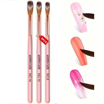 3Pcs Acrylic Nail Brush Set #8/10/14 Professional Acrylic Powder Extension Nail Brushes Nail Art 3D Carving Manicure Salon Tools