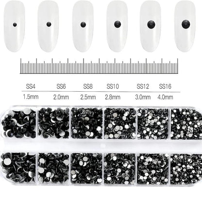 12Gird 3D Glass AB Crystal Nail Art Rhinestones Kit Flatback Round Bead Charm Gem Stones Jewelry Diamond with Tools for Nail Art