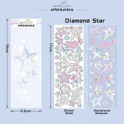 Korean Style Cute Journal stickers Hot KPOP Toploader Decoration Scrapbooking Material Kawaii Star Holographic Deco Seal