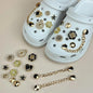 2024 New Cute Luxury Shoes Accesories Rhinestone Bling Hole Shoe Charms Metal Chain Shoe Decorations Diy Buckle Shoes Flower