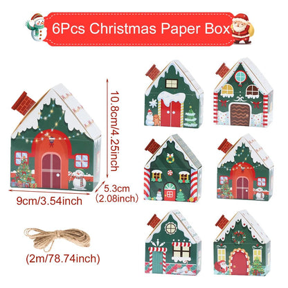 Christmas Gingerbread House Candy Box Merry Christmas Decoration For Home 2024 New Year Gift Cookie Packaging Box Xmas Ornament