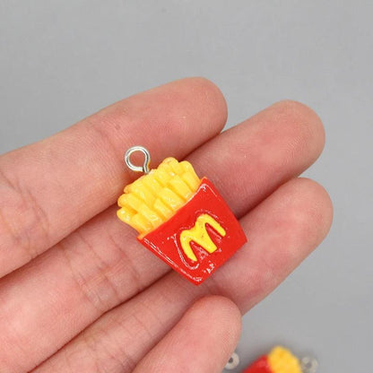 10pcs/pack Cute 3D Small Potato Chips Resin Charms Double Sided Potato Chips Food Pendants For Earring Keychain Jewelry Make DIY