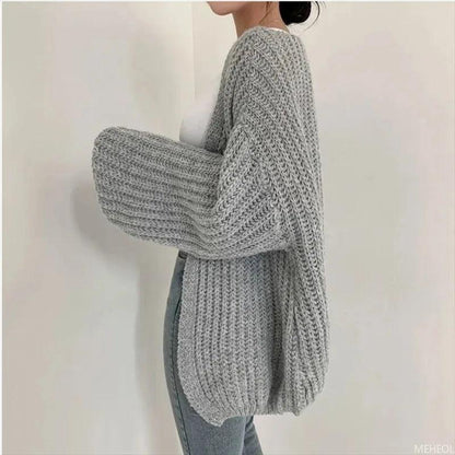 Casual Versatile Knit Cardigan Sweater Jacket V-neck Loose Streetwear Coat Tops Women Vintage Knit Sweater Jacket Y2K