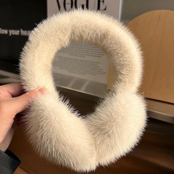 Winter Luxury Women Warm 100% Real Natural Mink Fur Earmuff Outdoor Fashion Mink Fur Earmuffs Girl Winter Ear Protection