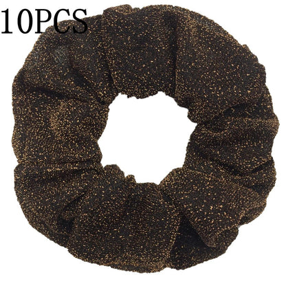 10pc Girls Sparkly Sequins Scrunchies for Hair Eleastic Scrunchy Ties Ropes Ponytail Holders Rubber Bands Shinny Bling for Women