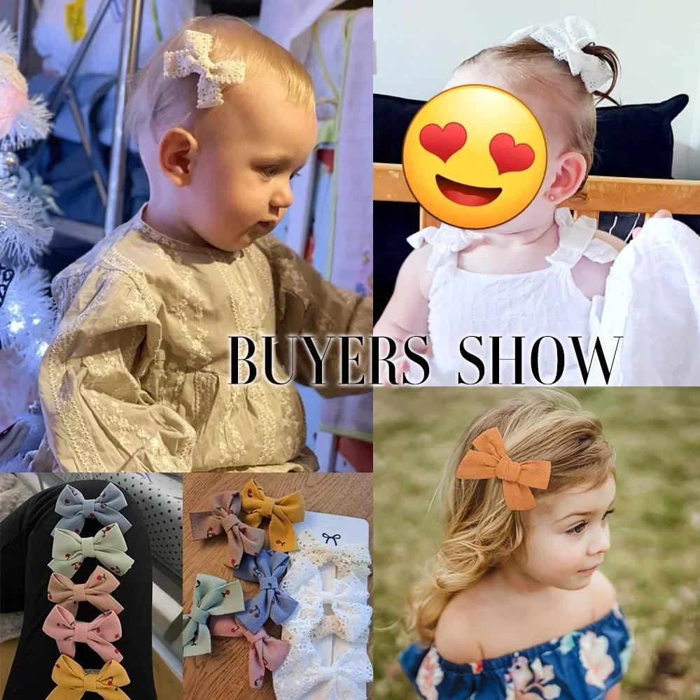 4/5Pcs Cute Baby Hairpin for Girls Print Ribbon Barrette Kids Little Hair Clip Pinches for Hair Girl Cotton Bow Hair Accessories