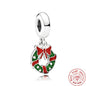 925 Silver Christmas Tree Socks Hat Santa Claus Elk Deer Snowflake Winter Beads Fit Pandora Charm Bracelet Christmas DIY Jewelry