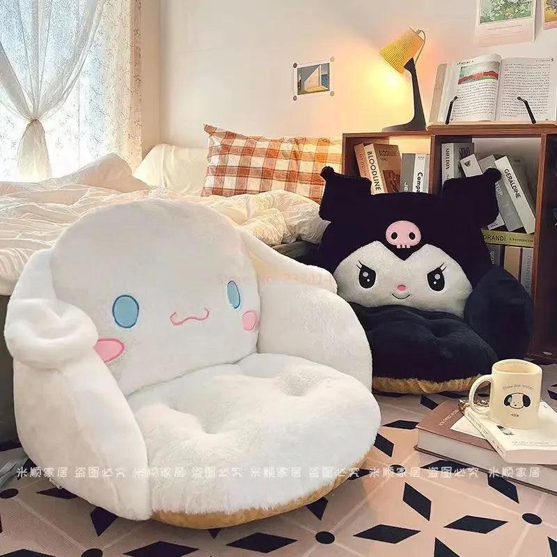 Aoger Big Size Cute Cinnamoroll Plush Half Surrounded Black Kuromi Cushion Backrest Dormitory Office Non-Slip Chair Cushion