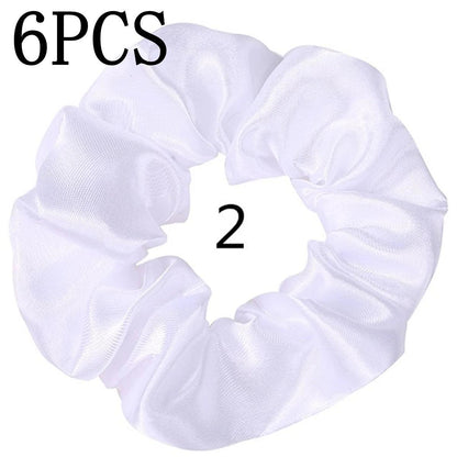 6pcs/lot Hair Scrunchies Bands Scrunchy Ties Ropes Ponytail Holder for Women or Girls Accessories Satin Headwear Solid 100 Color