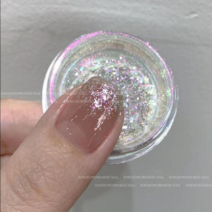 1Jar Aurora Broken Diamond Nail Powder Holographic Iridescent Aurora Powder Mermaid Pigment Glitter Nail Art Chameleon Powder