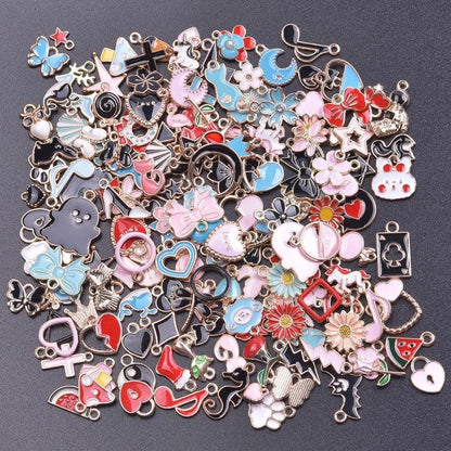 New Kawaii 10PCS/Lot Bulk Random Mix 4 Color Dripping Oil Alloy Pendant Enamel Charms For Jewelry Women DIY Handmade Accessories