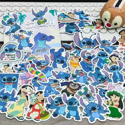 10/51PCS Disney Cute Lilo & Stitch Sticker Stickers Laptop Suitcase Graffiti Skateboard Fridge Cartoon Scrapbook Kid Gift Toy