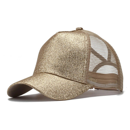 13 Colors Glitter Ponytail Mesh Hat Men Women Baseball Cap Adjustable Female Sequins Shine Summer Sun Bun Caps Outdoor Hats