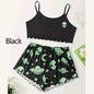 Women Pajamas Sleepwear Pajama Set Sports Camisole And Shorts S M L Black Starry Sky Cartoon Print Ventilate Casual