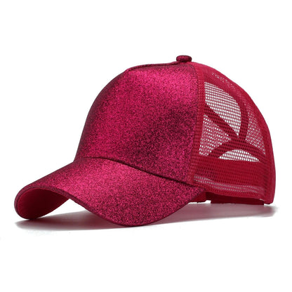 13 Colors Glitter Ponytail Mesh Hat Men Women Baseball Cap Adjustable Female Sequins Shine Summer Sun Bun Caps Outdoor Hats