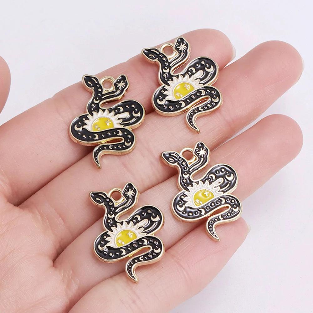 10Pcs Zircon Gold Colour Luxury Snake Necklaces for Women Vintage Punk Snake Pendant  Jewelry Making DIY Accessories Material