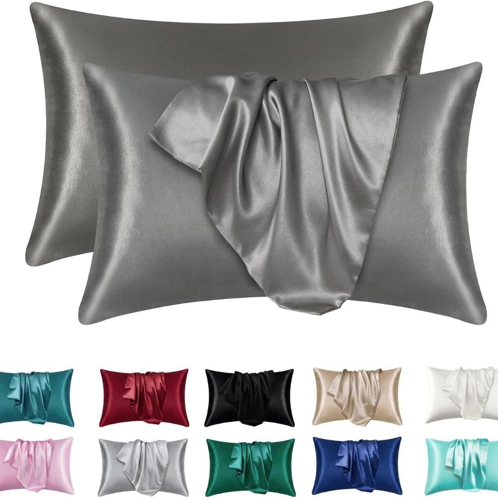 2pcs Satin Silk Pillowcase for Hair and Skin, Coral Pillow Cases Standard Size Set of   Super Soft Pillow Case