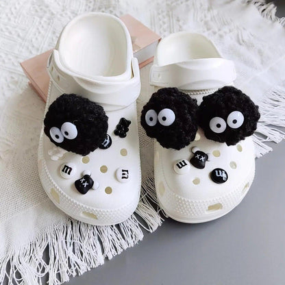 New DIY Black Plush Ball Shoes Charms for Croc  Ball Cute Croc Charms Designer Lovely Croc Accessories All-match Hot Sale