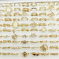 50pc/Lot Wholesale Gold Color Pearl Finger Rings Party Woman Cute Butterfly Snake Alloy Mix Size Joint Ring Crystal Jewelry Girl