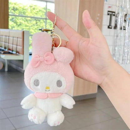 13CM Sanrio My Melody Cinnamoroll Kuromi Hello Kitty Purin Plush Anime Kawaii Plushie KeyChain Bag Decoration Doll Kids Gift Toy