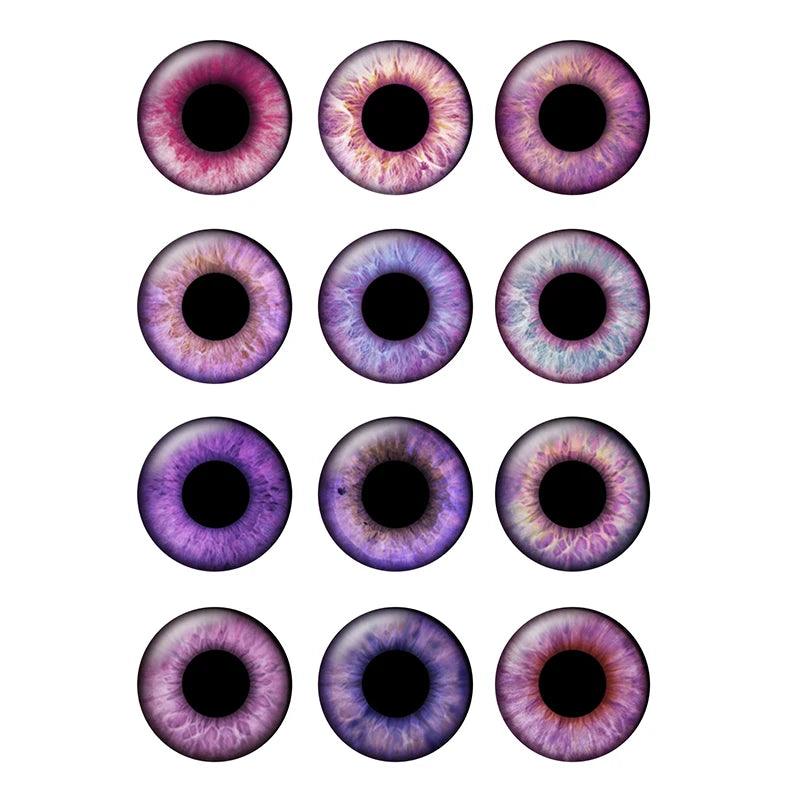 24pcs/bag 14mm Purple Pupil Eyes Chips Suitable for Blythe Doll Glass Cabochons DIY Accessories Bulk Items Wholesale H216