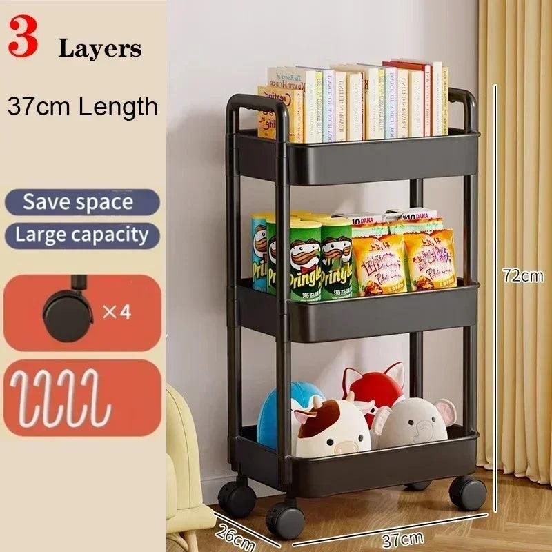 Mobile Storage Rack Trolley Household Kitchen Multifunctional Cart With Wheels Rack Bedroom Multi-Layer Storage Home Accessories