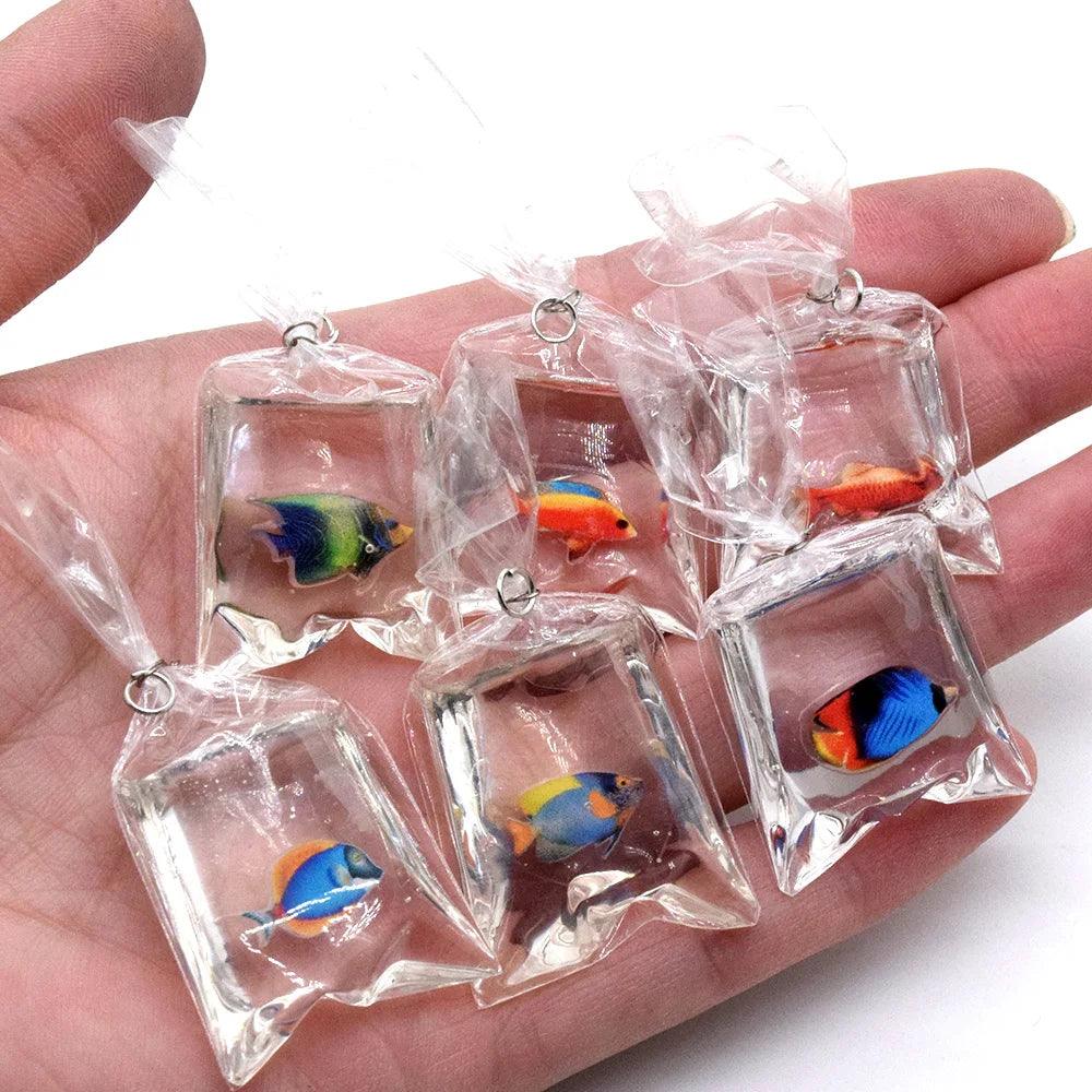 10pcs Kawaii Colorful Tropical Fish Resin Charms Water Bag Fish Earring Keychain Pendant Accessory Diy Crafts Jewelry Make