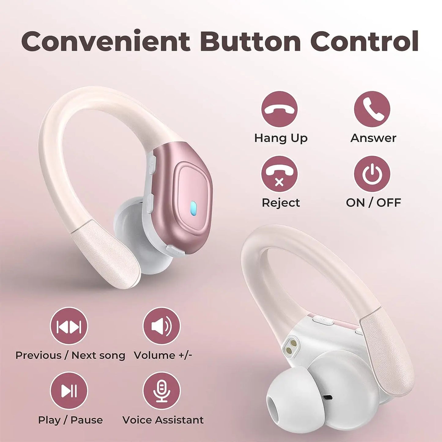 Bluetooth 5.3 Headphone TWS Wireless Ear Hook Earphone HiFi Stereo Noise Reduction Headset Waterproof Earbud for iPhone Android