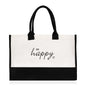 Women's Jute Bag Beach Bags Shopping Bag for Lady Reusable Large Capacity Text Printing Series Tote Bags Handbag 2024