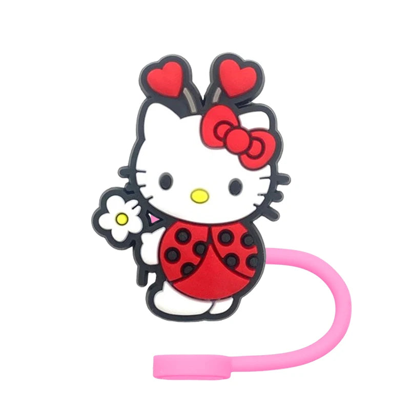 Hello Kitty Straw Cover Cap 10MM Drink Straw Plug Splash Proof Drinking Fit Cup Straw Cap Eco-friendly Charm Pendant Party Gift