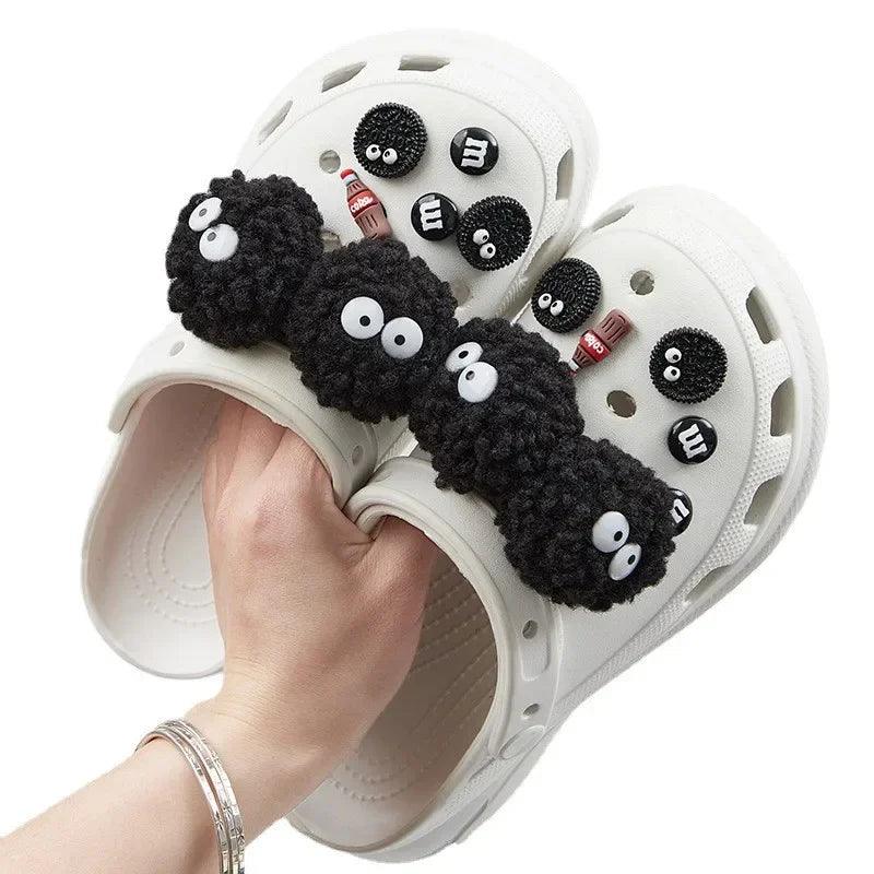 New DIY Black Plush Ball Shoes Charms for Croc  Ball Cute Croc Charms Designer Lovely Croc Accessories All-match Hot Sale