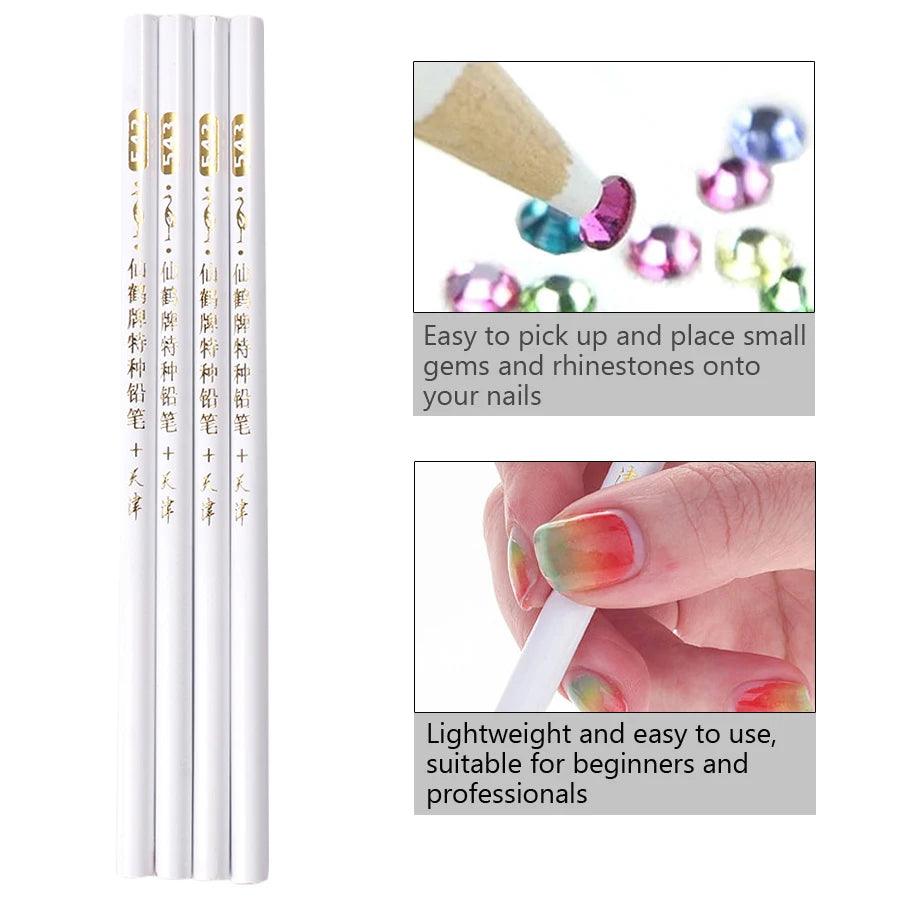 12Pcs Rhinestone Picker Wax Pen Set, Nail Dotting Pen Self Adhesive Picker Pencil Gem Pick up Tool with Bead Sorting Tray