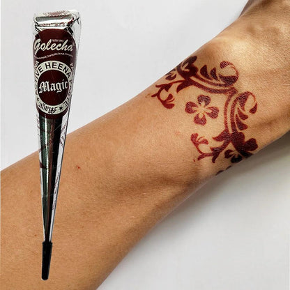 12Pcs Henna Tattoo Paste Black White Brown Red Henna Cones Indian For Temporary Tattoo Sticker Body Paint Art Cream Cone