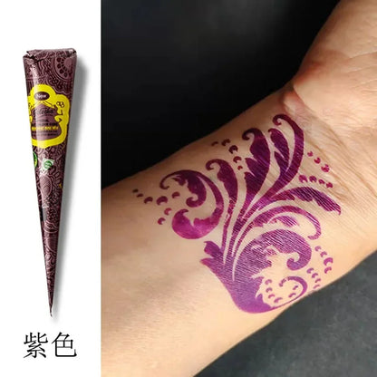 New Henna Tattoo Paste Black brown red white Henna Cones Indian For Temporary DIY Tattoo Sticker Body Paint  Cone henne