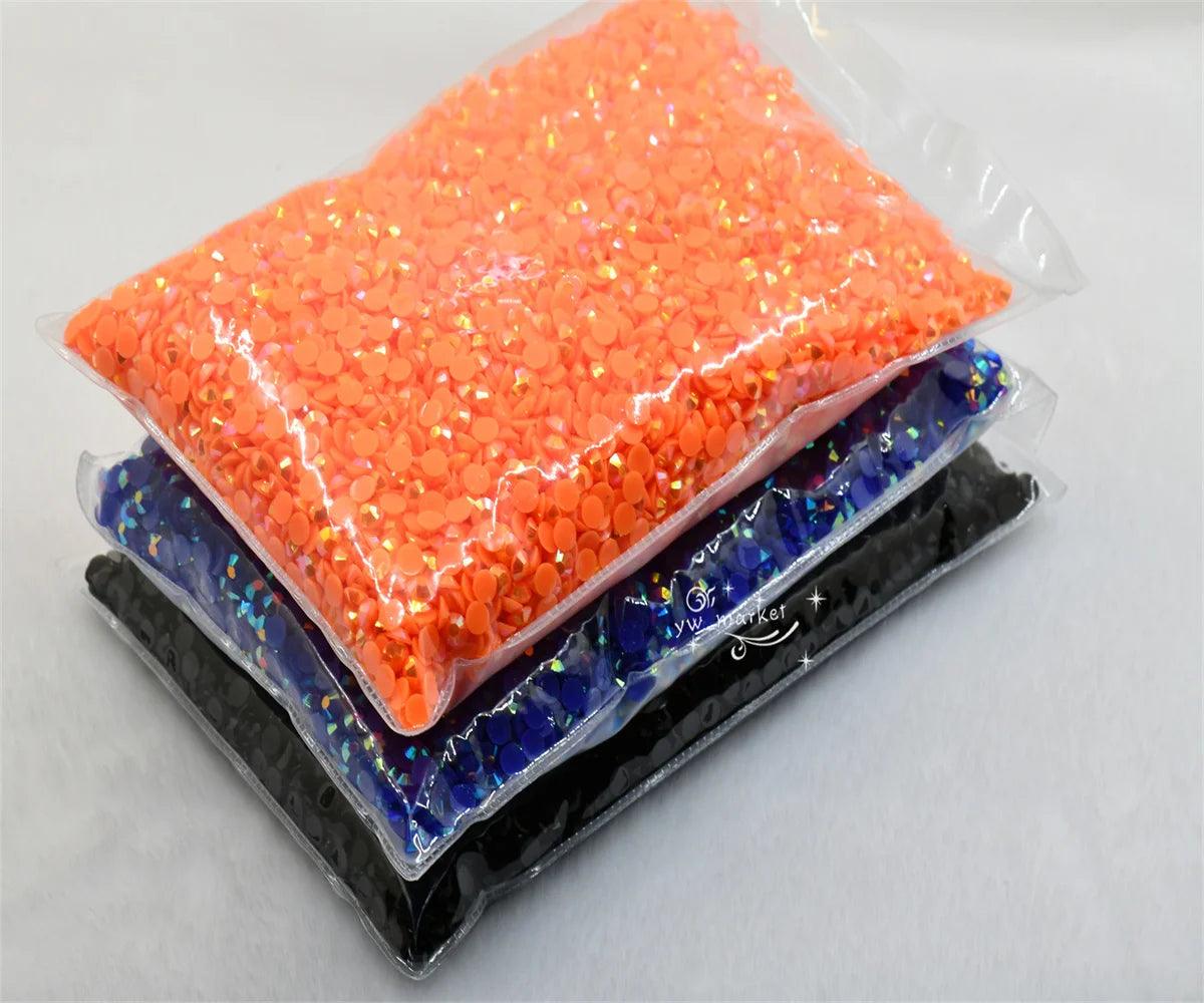 1000pcs 6mm Glue On Crystal Stones Resin Rhinestone  Jelly AB Gems Flatback DIY Stones in Non Hot Fix