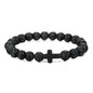 Men Natural Stone Bead Cross Bracelet Onyx Meditation Bracelet Women Yoga Jewelry Homme Pulser Lava Turquoise Beaded Bracelets