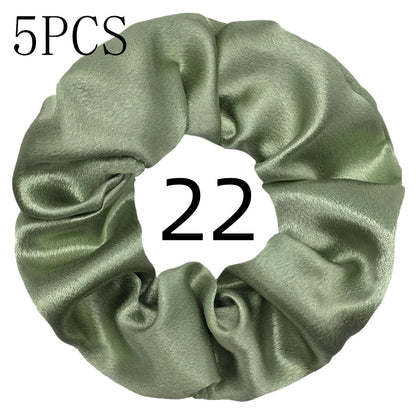 10/5pcs/lot Accessoires Women Girls Silky Satin Hair Scrunchies Solid Elastic Elegant Rubber Band Headwear Holder Scrunchy Black