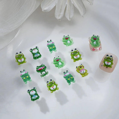 20pcs 3D Cute Funny Frog Resin Nail Art Decorations Kawaii Accessories DIY Manicure Design PartsLittle Frog Cartoon Nail Charms