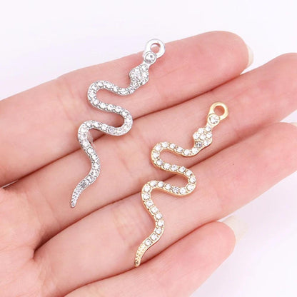 10Pcs Zircon Gold Colour Luxury Snake Necklaces for Women Vintage Punk Snake Pendant  Jewelry Making DIY Accessories Material