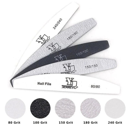 5Pcs/Lot Nail File Mix Color Limas 80/100/150/180/240 Grit Professional Sandpaper Cuticle Remover Buffer Files Manicure Tool Set