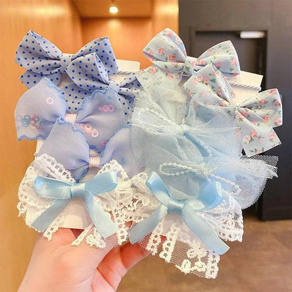 1Set Big Bow Flower Elastic Hairbands Children Girls Sweet Hair Ties Fashion Headbands Hair Accessories Rubber Band For Kid