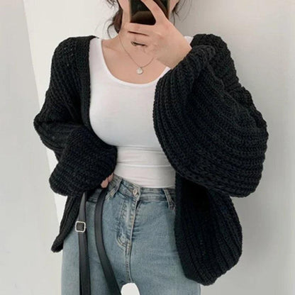 Casual Versatile Knit Cardigan Sweater Jacket V-neck Loose Streetwear Coat Tops Women Vintage Knit Sweater Jacket Y2K