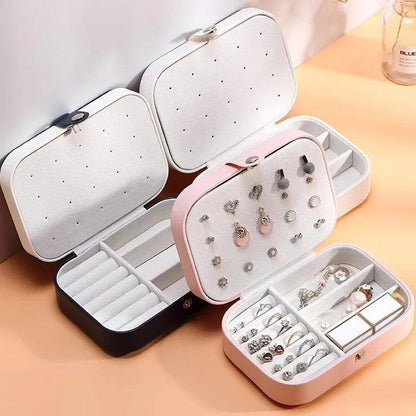 Jewelry Storage Box Necklace Ring Earring organizer Jewelry Box Double Layer Travel Portable Girl