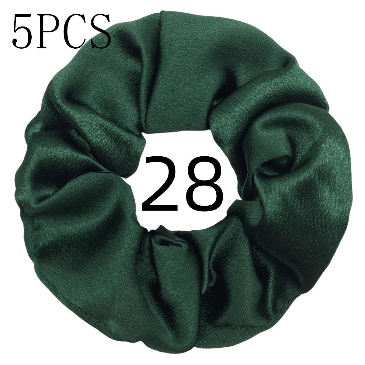 10/5pcs/lot Accessoires Women Girls Silky Satin Hair Scrunchies Solid Elastic Elegant Rubber Band Headwear Holder Scrunchy Black