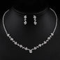 Luxury Crystal Bride Jewelry Set Rhinestone Wedding Dress Banquet Zircon Chain Necklace Dangle Earring Sets Ladies Accessories