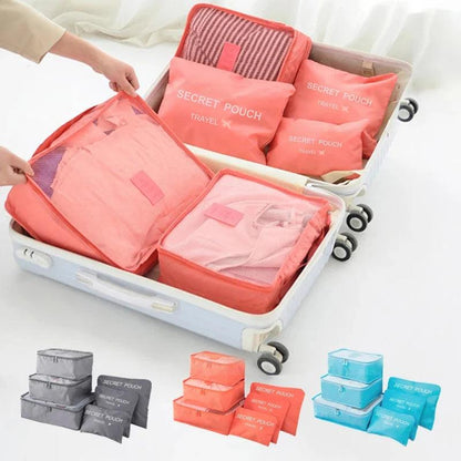 6 Pcs/Set Pink/Blue/Grey Travel Storage Bag Large Capacity Waterproof Luggage Clothing Underwear Storage Bag Bag With Zipper